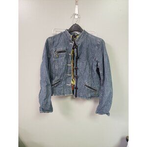 Denim Jean Jacket Size 8 Lined Button Down Work to Weekend Y2K